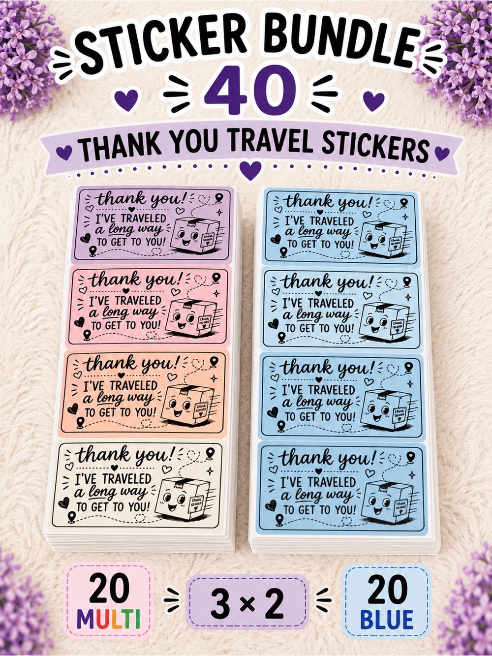 40 stickers 3x2 Traveled a Long Way - Picture 1 of 1